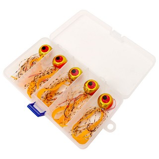 싸파 유동식 타이라바 루어미끼 80g x 5p + 태클박스 세트, 오렌지, 1개