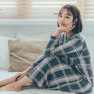 디에스도씨 여성용 피치 기모 긴팔 원피스 잠옷
