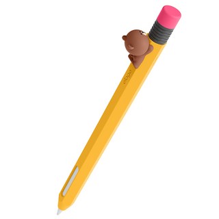 elago Line Friends角色造型Apple Pencil第二代矽膠保護套, 棕色, 1個