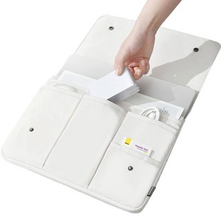 솔룸 멀티 포켓 수납 노트북 파우치, 화이트