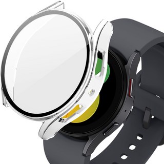 갤럭시워치 강화유리 풀커버 액정보호 케이스 44mm, 투명