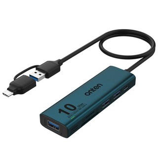 컴스 3포트 USB 3.2 Gen2 10Gbps A / C타입 꼬리물기 허브 SD TF 메모리 카드리더기 FW863, 1개