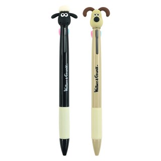 핑크풋 3000 월레스와 그로밋 피규어 3색볼펜 0.7mm 2종 세트, 베이지 + 블랙, 1세트