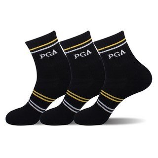 PGA TOUR 男士全緩衝壓縮中領襪 3 英尺套裝 PGAM-10, 黑色