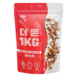 더큰 강아지 치킨스틱 간식, 혼합맛(닭가슴살/우피), 1kg, 1개