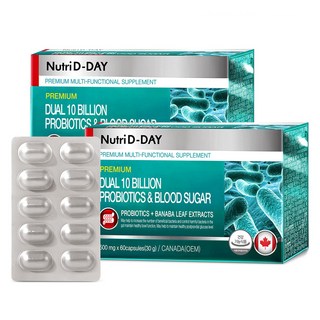 뉴트리디데이 듀얼 100억 유산균 앤 혈당 건강 30g, 2개, 60정