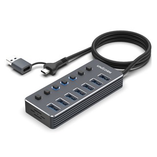 유니콘 USB3.2 Gen1 7포트 USB 허브 1.2m NH-700SW, 1개