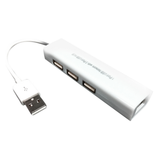 K-LINE USB2.0轉RJ45網卡/3 Port USB HUB，白色，具備三個USB連接埠，同時支援有線網路連接，輕巧便攜, 1個