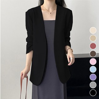 아뗄릭 여성용 9컬러 곡선 노카라 노버튼 모던 봄가을 자켓 10184