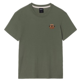 okstar 短尾矮袋鼠刺繡短袖T恤 1TS022, 卡其色