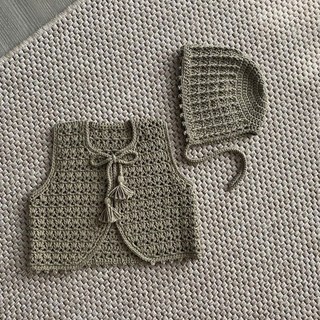 태교키트 DIY 코바늘 패키지 아기조끼 + 보넷 뜨개질 세트, 1세트, 유칼립투스