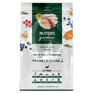 누터스가든 강아지 오리앤대구 사료, 피부/피모+장건강, 5.6kg, 1개