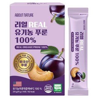 어바웃네이처 리얼 유기농 푸룬 100% 착즙액, 210g, 1박스