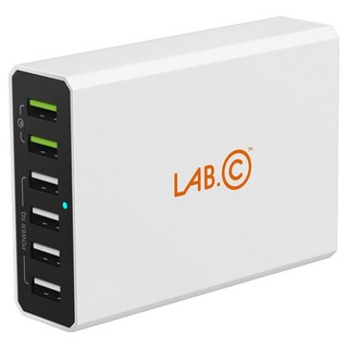 랩씨 MAX 60W 6포트 퀼컴 3.0 멀티 충전기, 화이트, 1개