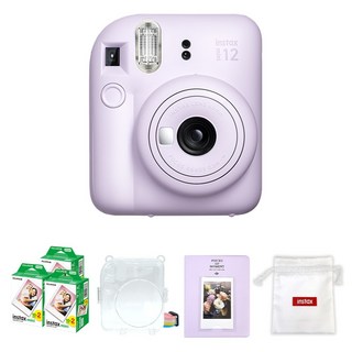 FUJIFILM 富士 instax Instax Mini 12即影機 紫丁香紫+底片 60入+透明保護殼+馬卡龍2層相冊 隨機出貨+Logo收納包 隨機, 1套, 一次成像迷你 12
