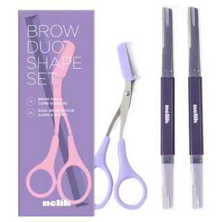넬릭 눈썹가위 + 듀얼 눈썹칼 2p 세트, 1세트, 퍼플