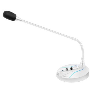 조이트론 유선 노이즈캔슬링 방송용 유튜브 스탠드 PC USB 구즈넥 마이크, GM50U, 화이트