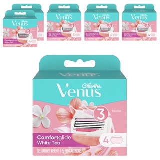 Venus 컴포트 글라이드 화이트티 여성용 면도날, 4개입, 6개