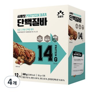 심플잇 단백질바 12p, 600g, 4개