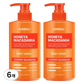 쿤달 허니 앤 마카다미아 퓨어 바디워시 체리블라썸, 500ml, 6개