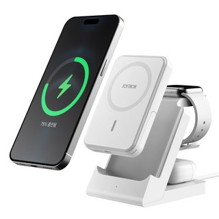 조이트론 트라이맥스 3in1 맥세이프 거치대 보조배터리 무선충전기 5000mAh, 화이트, 1개