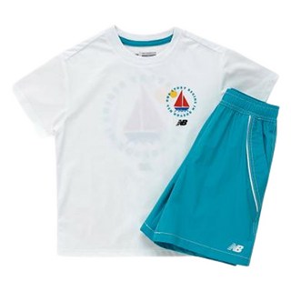 뉴발란스 아동용 Beach Lounge 일러스트 반팔 상하의 세트