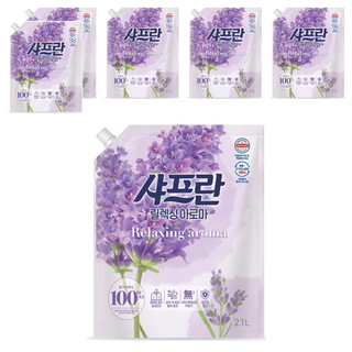 샤프란 섬유 유연제 릴렉싱 아로마 리필, 2.1L, 6개