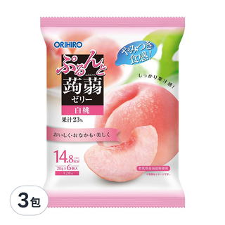 ORIHIRO 蒟蒻果凍 白桃味, 120g, 3包
