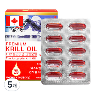 FHC 프리미엄 크릴오일 30g, 30정, 5개