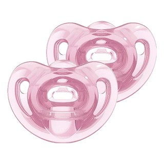NUK SENSITIVE全矽膠安撫奶嘴 一般型, 不含BPA, 搭配奶嘴盒可加水微波消毒, 適合新生兒, 粉色, 6個月以上, 2個