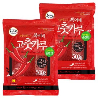 복이네먹거리 국산 안매운 순한맛 어린이 반찬용 고춧가루, 500g, 2개