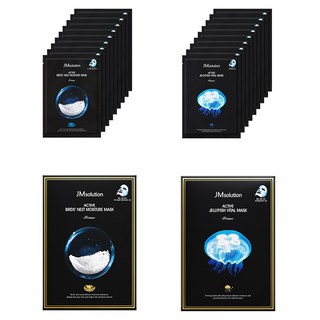 JMsolution 肌司研 燕窩補水保濕面膜 10片+水母緊緻保濕面膜 10片組, 1組