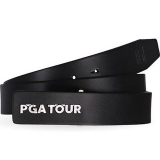 PGA TOUR 立體LOGO造型義大利牛皮腰帶, 黑色