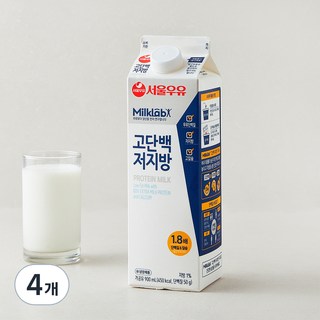 서울우유 밀크랩 고단백 저지방우유, 900ml, 4개