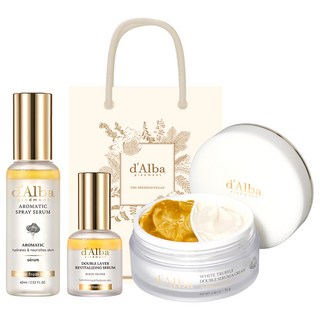 달바 화이트 트러플 퍼스트 아로마틱 스프레이 세럼 60ml + 더블 레이어 리바이탈라이징 세럼 30ml + 더블 세럼 앤 크림 70g + 기프트백 기초세트, 1세트