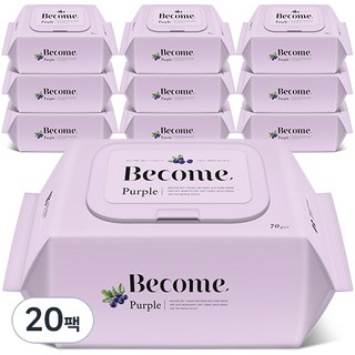 비컴 퍼플 물티슈 캡형, 55g, 70매, 20개