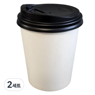 생활을그리다 무인쇄 종이컵 300ml x 50p + ps 뚜껑 블랙 50p 세트, 50개입, 2세트