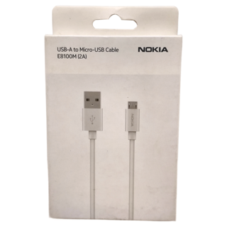 NOKIA Essential USB-A to Micro-USB 數據線 E8100M 2A, 100cm, 1條