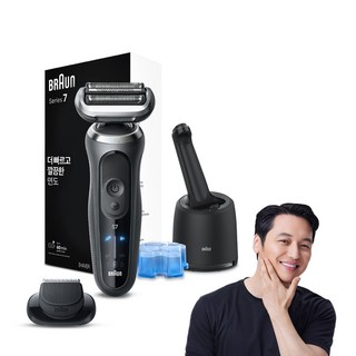 BRAUN 시리즈 7 전기면도기 + 세척 충전 스테이션 세트, 72-G7200cc, 그레이