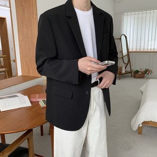 제타22 남성용 베이식 오버핏 싱글 블레이저 자켓