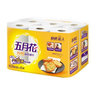 五月花 妙用廚房紙巾 112張, 6捲, 1袋