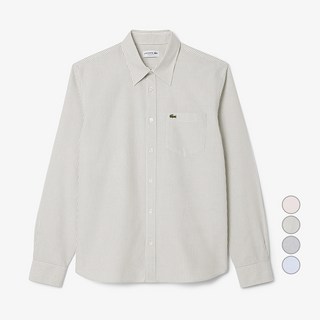 라코스테 남성용 옥스포드 스트라이프 면 셔츠 좁은 간격 CH7552-55G