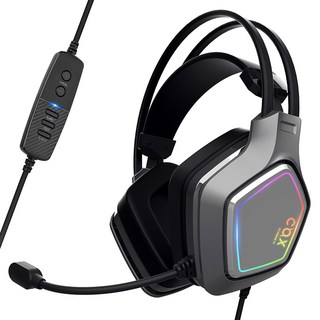 COX SCARLET 가상 7.1 진동 RGB 게이밍 헤드셋, 그레이