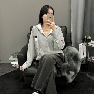 피어니스트 여성용 와플면 후드 집업
