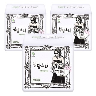 [비건라이프] 청담소녀 팬티라이너, 롱, 20개입, 3개