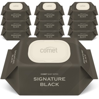 코멧 아기물티슈 시그니처 블랙 엠보싱 캡형, 10개, 100개입, 60g