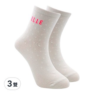 ELLE 女款1/2點點風休閒短襪, 英倫點點風, 排汗, 彈性襪口, 22~24cm, 淺灰色