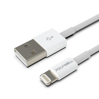 POLYWELL 蘋果iPhone充電線 Type-A to Lightning 0.2m 短線設計，方便攜帶, 白色, 1條
