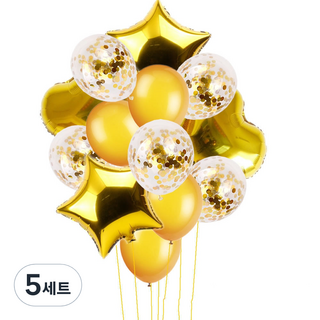 파티복닷컴 풍선모음 14p 파티세트, 골드, 5세트