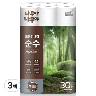 브론디 순수플러스 천연펄프 3겹 고급롤화장지, 27m, 12롤, 1개 휴지 9 나무야나무야 도톰한 3겹 순수 고급롤화장지, 27m, 30개입, 3개